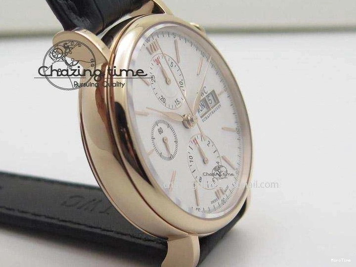 MIROTIME 1103 Portofino Chrono RG White Dial on Black Leather Strap A Vibrant 7385